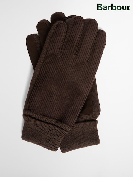 Brown - Regular Barbour® Magnus Cord Gloves