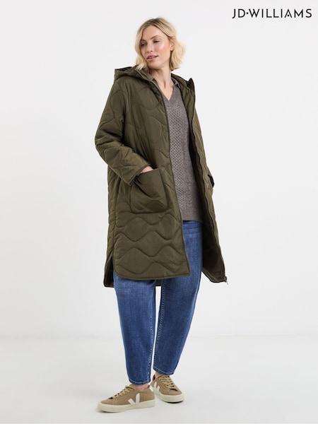 JD Williams Green Longline Quilted Coat (H01532) | €86.50