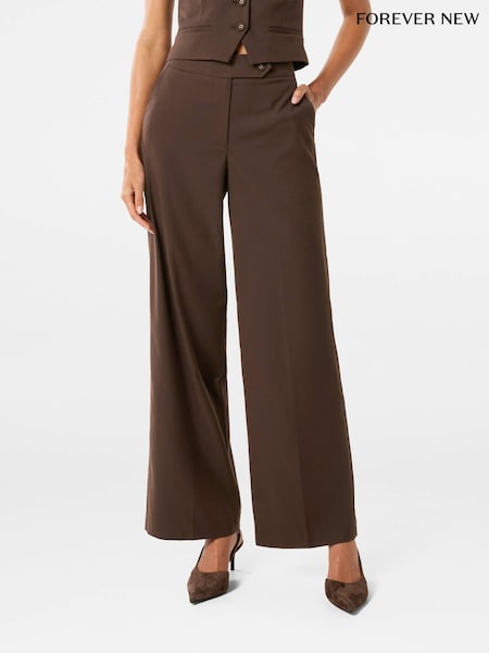 Forever New Tyla Button Tab Wide Leg Trousers (H01538) | kr942