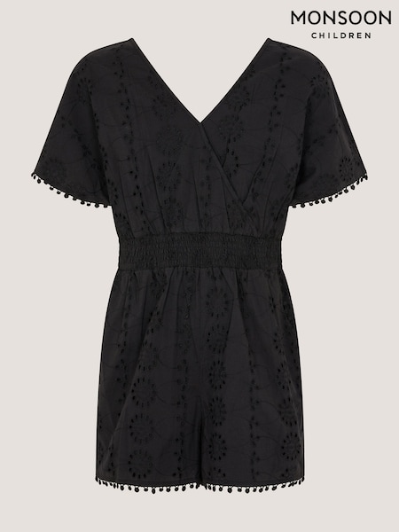 Monsoon Black Floral Broderie Playsuit (H01756) | AED242 - AED256