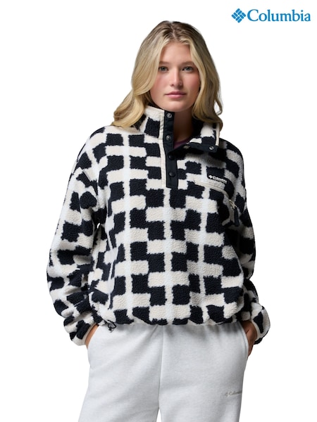 Black - Helvetia Ii Printed Cropped Half Snap Black Fleece