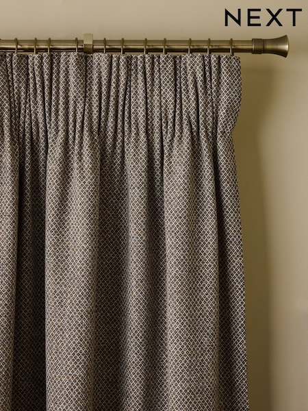 Brushed Mini Geo Blackout/thermal Pencil Pleat Curtains