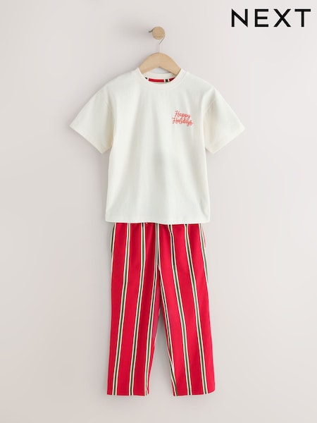 Red/Ecru - Christmas Matching Family Pyjamas (9mths-16yrs)