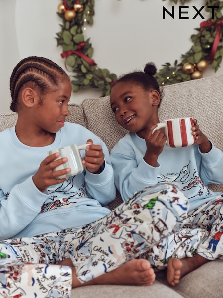 Blue/Ecru Ski Scene - Family Matching Pyjamas Set (1.5-16yrs)