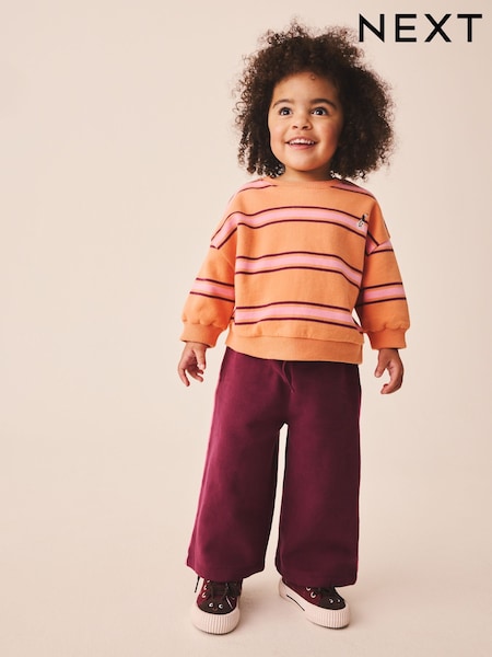 Oransje/Lilla Stripete - Sweatshirt And Wide Leg Joggers Set (3mths-7yrs)