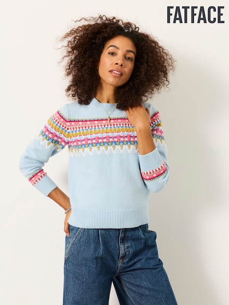 أزرق شاحب - Fatface Fable Fairisle Crew Neck Christmas Jumper