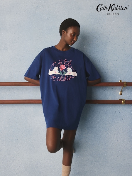 Granatowy z motywem psa - Cath Kidston Sleep T-shirt