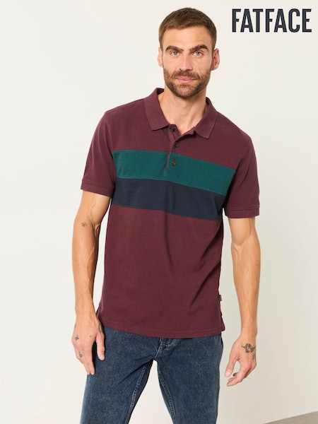 Ciruela púrpura - Regular Fatface Colour Block Pique Polo Shirt