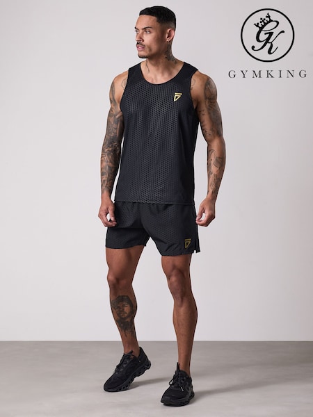 Gym King Black Fight Division Debossed Training 5 Shorts (H04415) | AED204