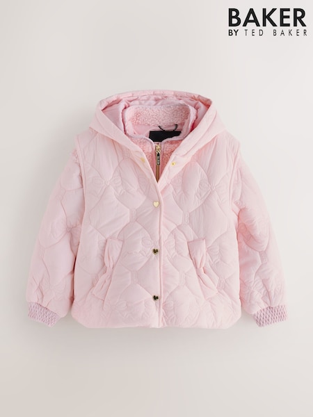 Pink - Baker By Ted Baker 3 In 1 Borg Quilted Gilet Coat
