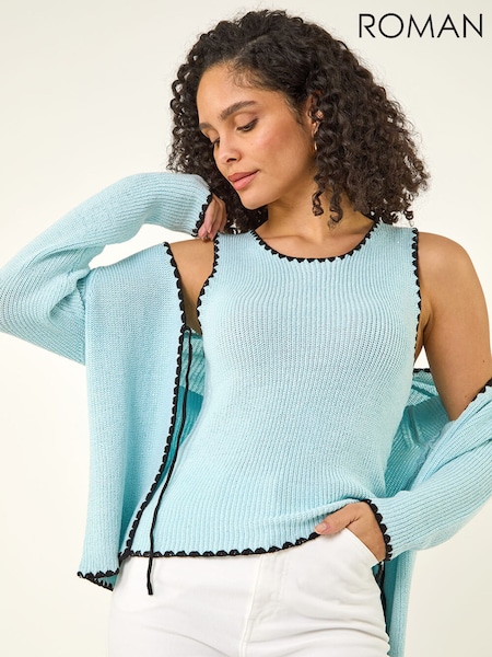 Roman Sequin Detail Trim Knit Vest (H04870) | ‏255 د.إ.‏