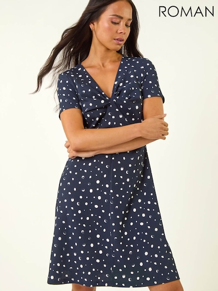 Roman Petite Spot Print Twist Front Dress (H04926) | ‏354‏₪