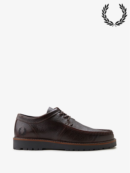 Brown - Regular Fred Perry Kenney Low Tumbled Leather Shoes