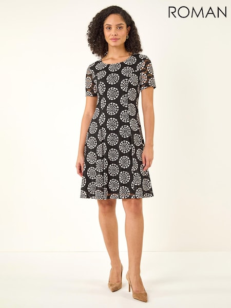 Roman Heart Circle Lace Stretch Dress (H05126) | 372 LEI