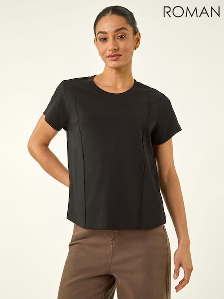 Roman Black Premium Stretch T-Shirt (H05170) | OMR22