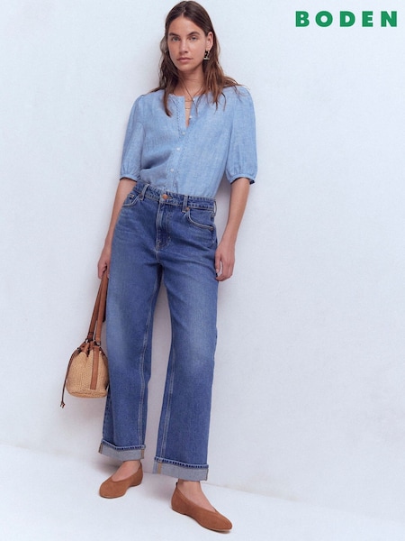 Boden Leah Short Sleeve Linen Blouse (H05428) | kr1 178