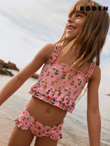 Boden Pink Peplum Smocked Bikini (H05431) | AED157 - AED186