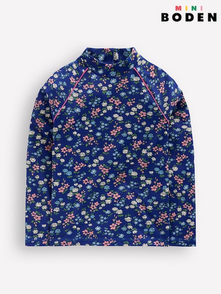 Boden Blue Sun Safe Patterned Rash Vest (H05436) | AED122 - AED134