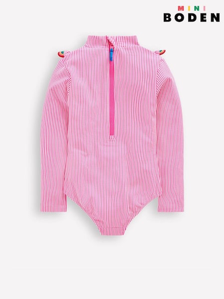 Boden Pink Long Sleeve Frill Swimsuit (H05462) | AED204 - AED227