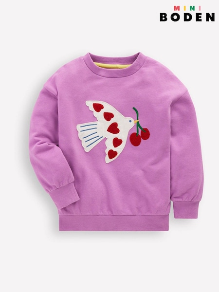 Boden Purple Bobbie Appliqué Sweatshirt (H05507) | AED169 - AED204