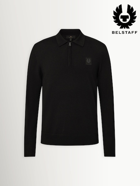 Noir - Regular Belstaff Colden Knitted Polo Shirt