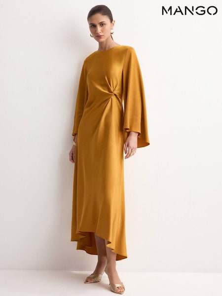 Mango Yellow Knot Waist Cape Maxi Dress (H05955) | €106