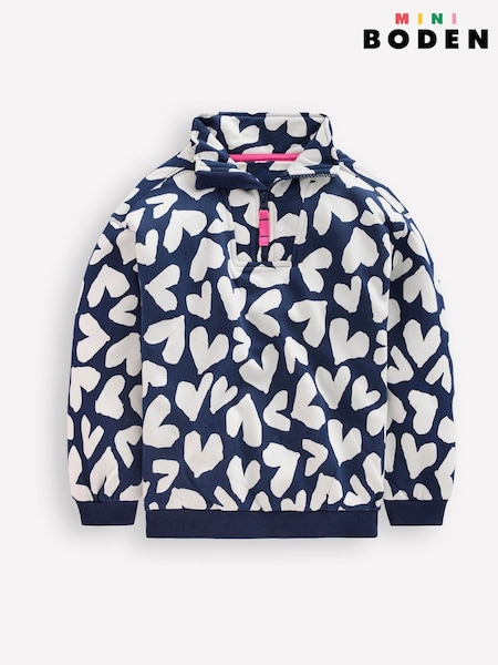 Boden Blue Hearts Half-Zip Sweatshirt (H06022) | AED169 - AED204