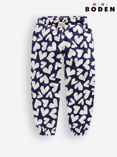 Boden Blue Heart Printed Cosy Joggers (H06038) | kr393 - kr455
