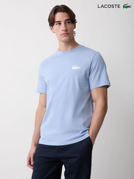 Albastru - Regular Lacoste Lounge Crocodile Print Short Sleeve T-shirt