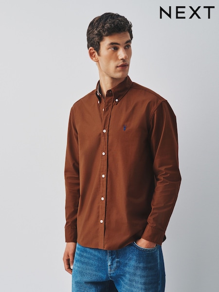 Tobacco Orange - Regular Fit Oxford Long Sleeve Shirt