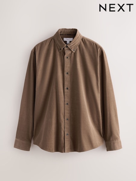 Tan Brown - Regular Cord Long Sleeve Shirt