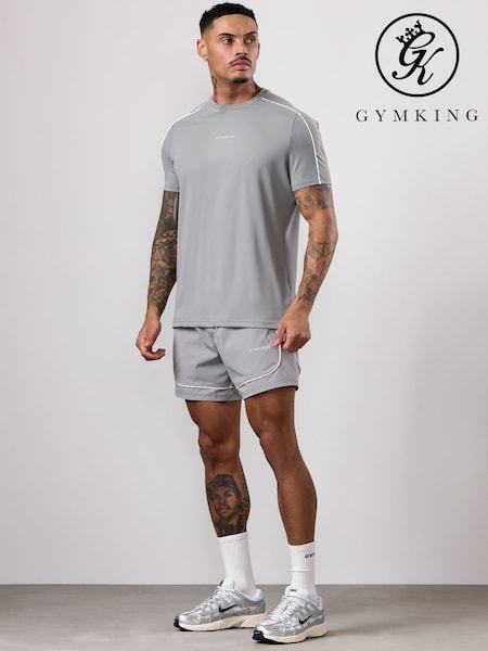 Gym King Grey Core Piped T-Shirt (H06218) | $75