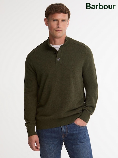 Green - Regular Barbour® Briggs Half Button Knit Jumper