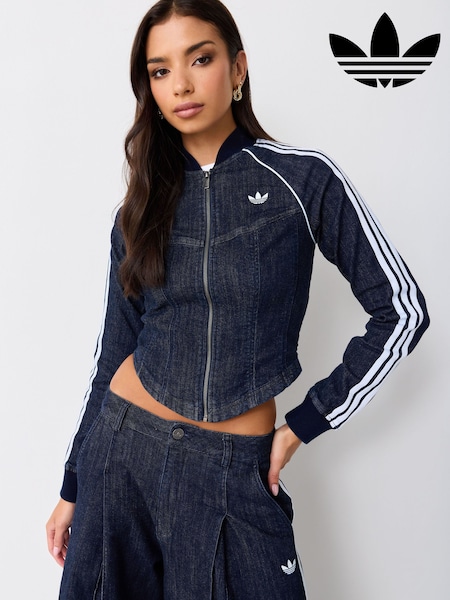 Albastru indigo - Adidas Originals Superstar Dnim Corset Tracktop Jacket