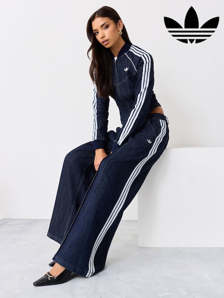 Indigo Blue - Adidas Originals Denim Wide Leg Trouser