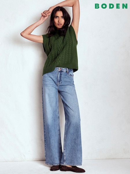 Boden Blue Relaxed Wide Leg Jeans (H06515) | 797 SAR