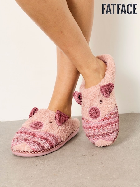 Pink Pig - Fatface Mule Slipper