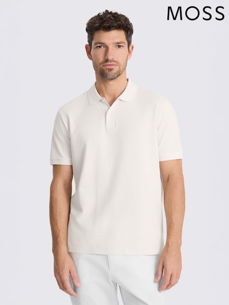 MOSS Off White Pique Polo Shirt (H06711) | SGD 58