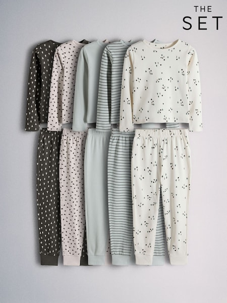 Brown/Cream - The Set 5 Pack Bear Snuggle Fit Pyjamas