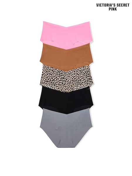 Black/Grey/Nude/Pink - Victoria's Secret Pink 5 Pack No Show Knickers