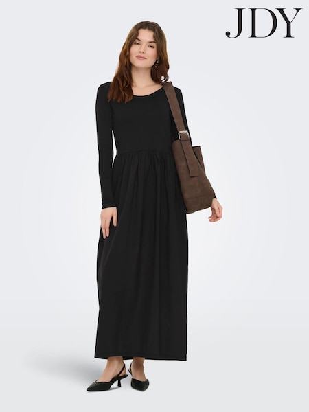 JDY Black Mixed Jersey Maxi Dress (H06920) | ₪126