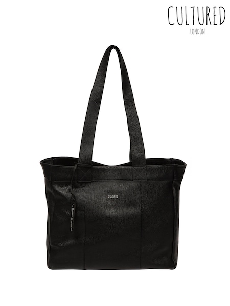 Cultured London Gisella Leather Black Tote Bag (H06958) | AED285