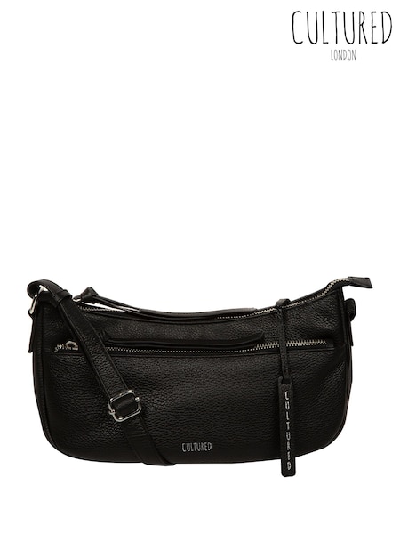 Cultured London Elowen Leather Cross Body Black Bag (H06959) | AED256