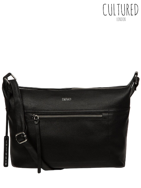 Cultured London Ondine Leather Shoulder Black Bag (H06971) | AED285