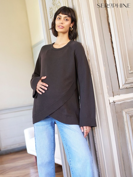Brown - Seraphine Maternity Crossover Nursing Jumper