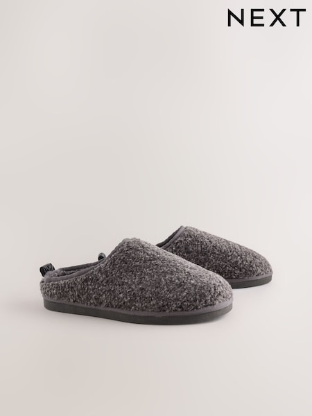 Šedá - Regular Borg Mule Slippers