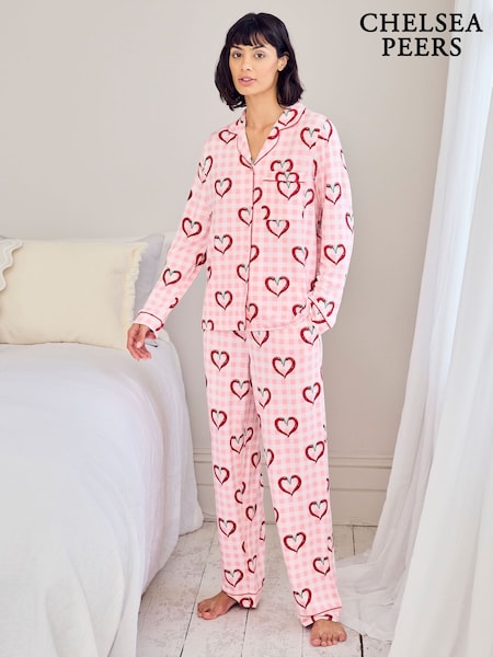 Chelsea Peers Chilli Heart Print Long Pyjamas Set (H08530) | ‏226‏₪