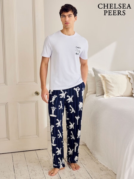 Chelsea Peers Chef Stripe Print Crew Long Pyjamas Set (H08537) | ‏211‏₪