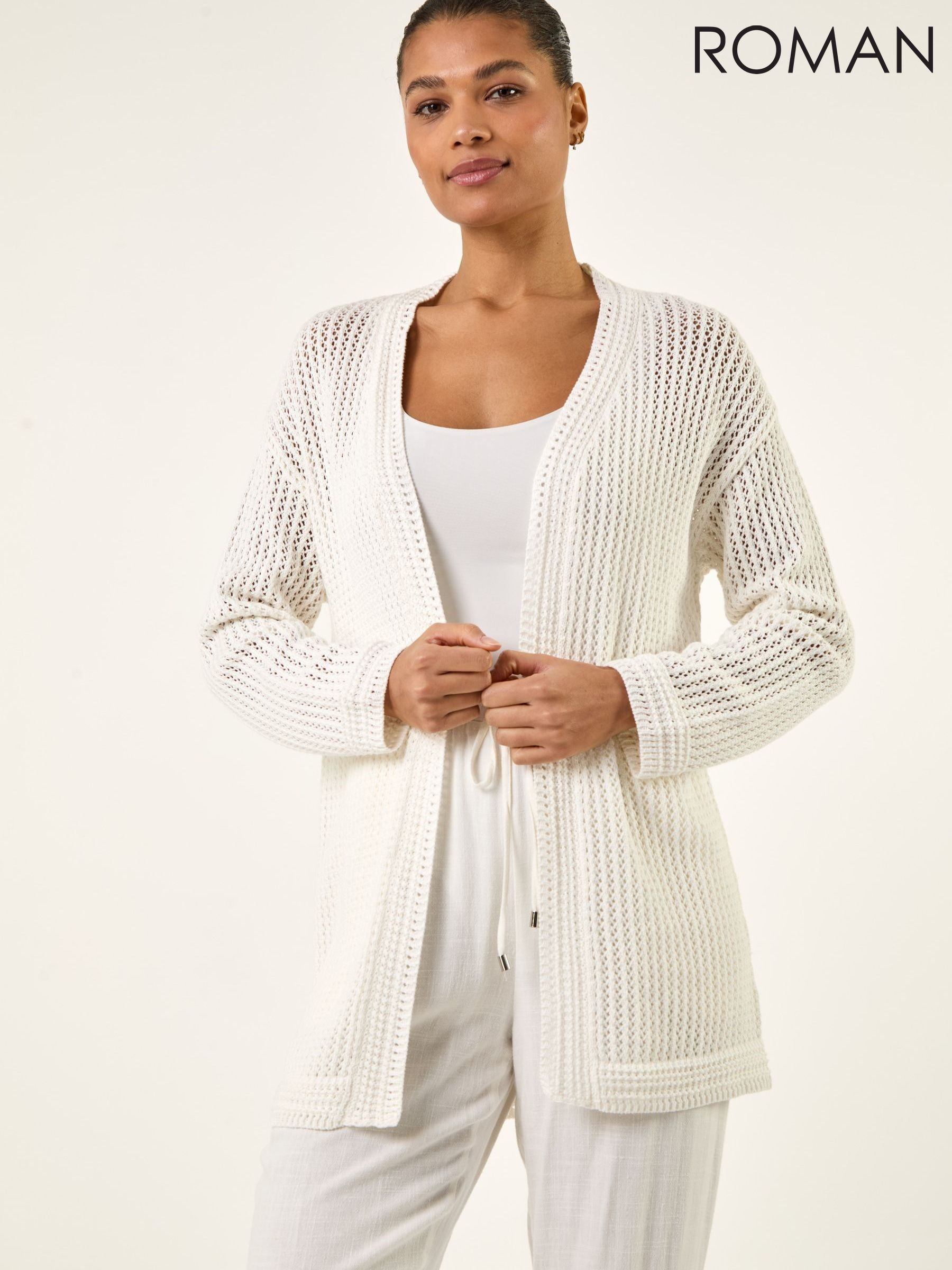 Women's Cardigans Long Line 100% Cotton V-Neck Knitwear | Next Oman