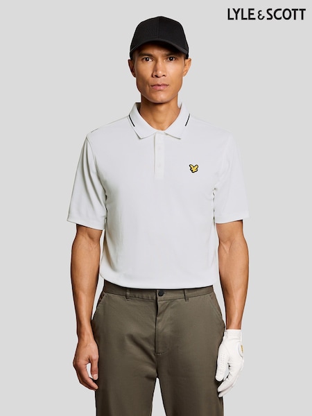 Lyle & Scott White Golf 1874 Tipped Tech Polo Shirt (H08689) | €86.50
